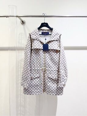 Louis Vuitton Cream and Light Gray Checkerboard Field Jacket